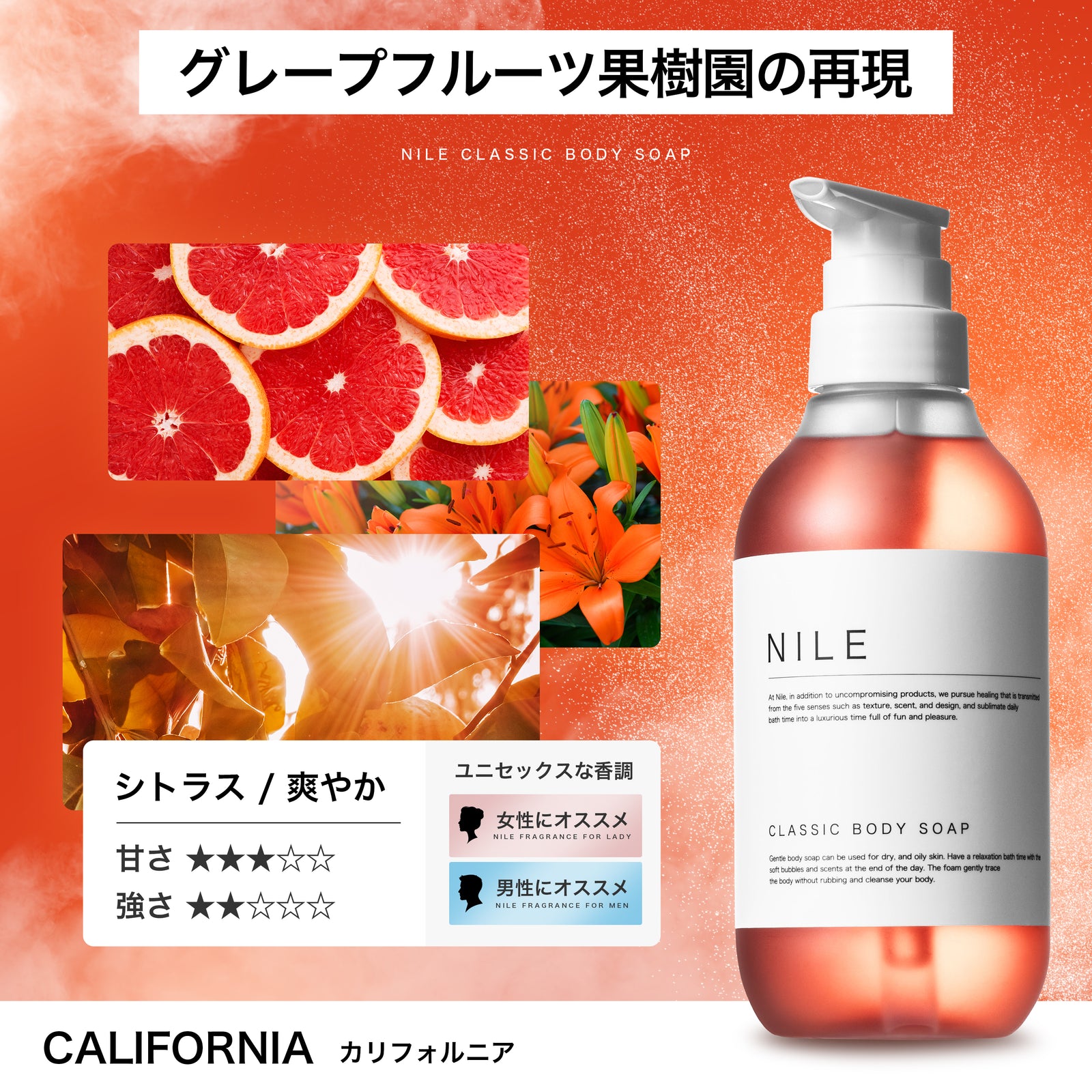 【再値下げ】二級、三級、ジェル、フット用品。 NILE クラシックボディーソープ 詰め替え用 370ml (カリフォルニアの
